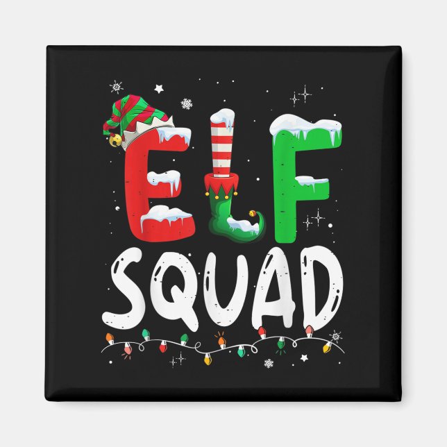 Aimant Elf Family Christmas Matching Pajamas Xmas Elf Squ (Devant)