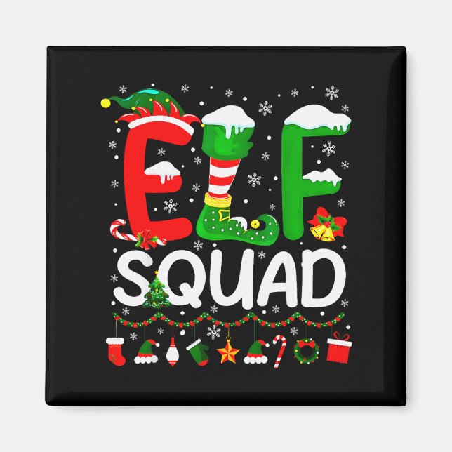 Aimant Elf Squad Christmas Family Matching Xmas Elf Pajam (Devant)
