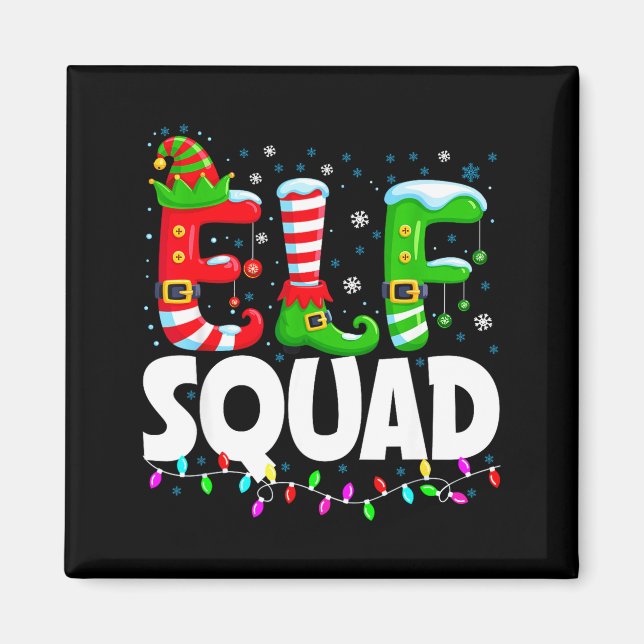 Aimant Elf Squad Christmas Family Matching Xmas Pajamas  (Devant)