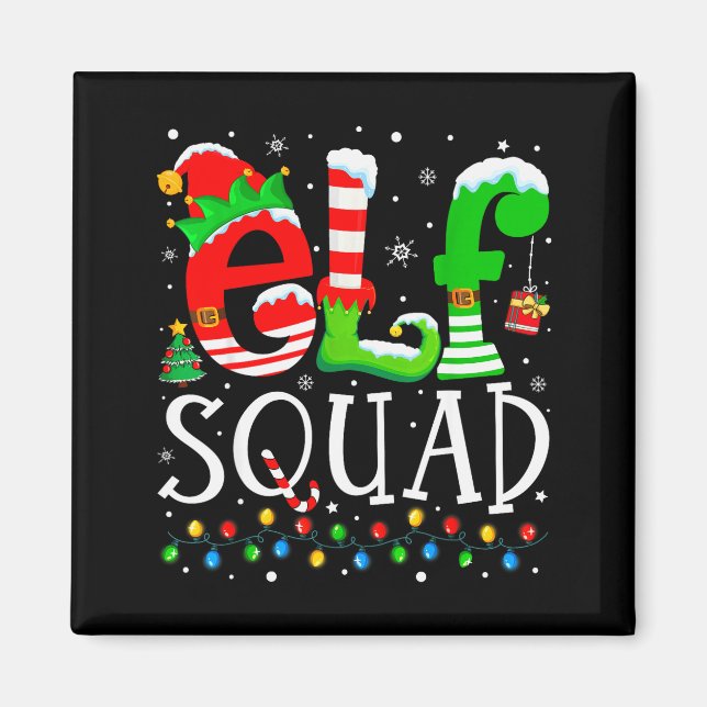 Aimant Elf Squad Funny Elf Family Christmas Matching Paja (Devant)