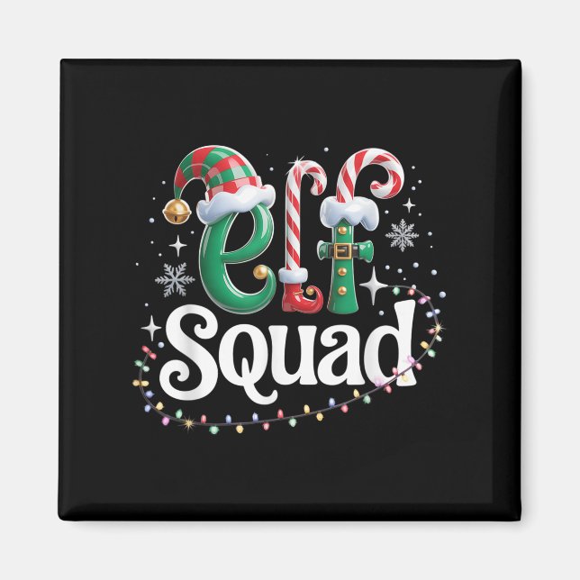 Aimant Elf Squad Funny Elf Family Christmas Matching Paja (Devant)