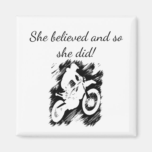 Aimant "Elle croyait" Motorcycle Racing Encouragement (Devant)