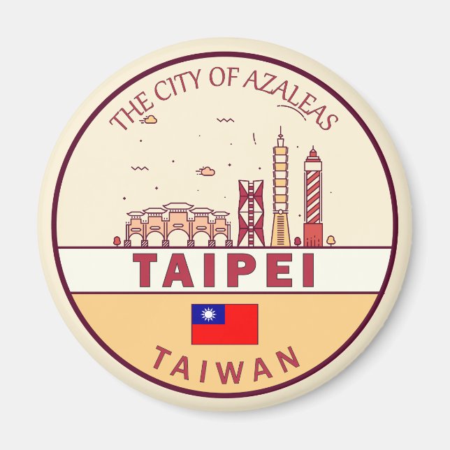 Aimant Emblème de Taïpei Taïwan City Skyline (Devant)