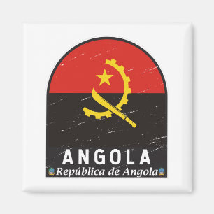 Aimant Emblème du drapeau angolais Vintage