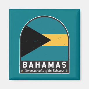 Aimant Emblème du drapeau des Bahamas Vintage