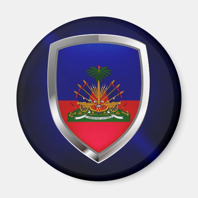 Aimant Emblème métallique d'Haïti (Devant)