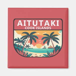 Aimant Emblème rétro des îles Cook Aitutaki