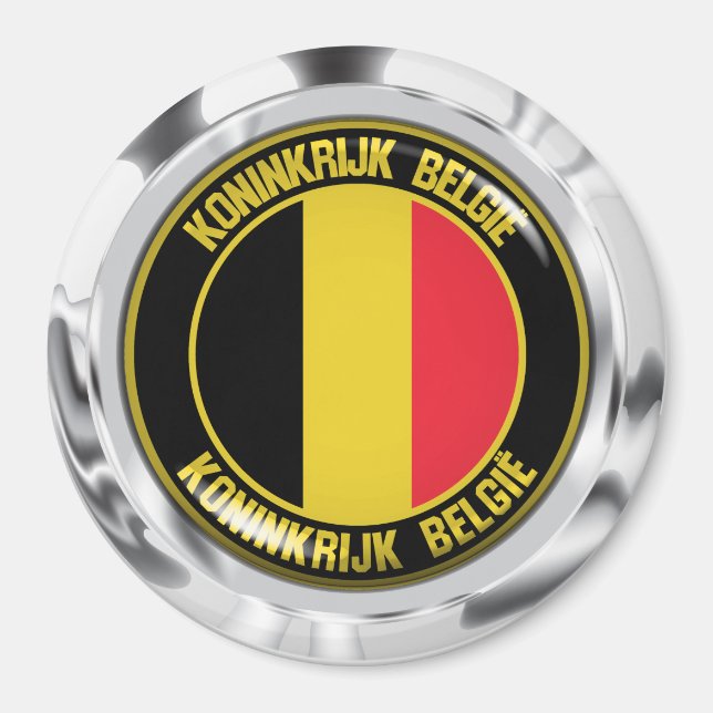 Aimant Emblème rond de Belgique (Devant)