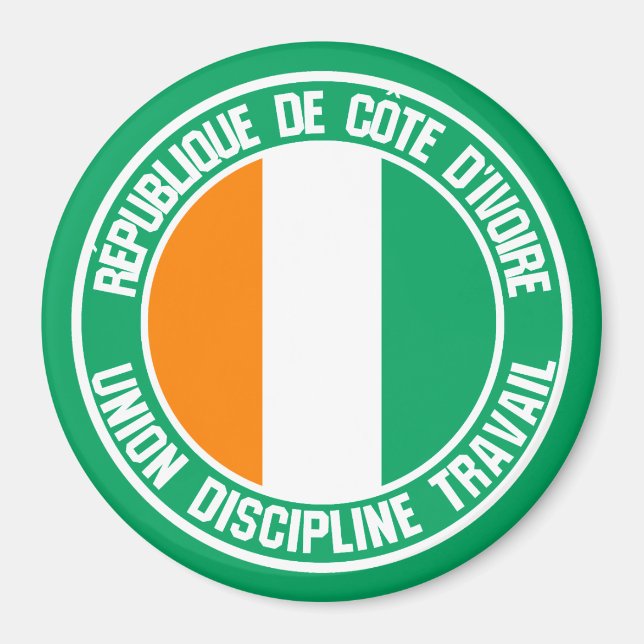 Aimant Emblème rond de Côte d'Ivoire (Devant)