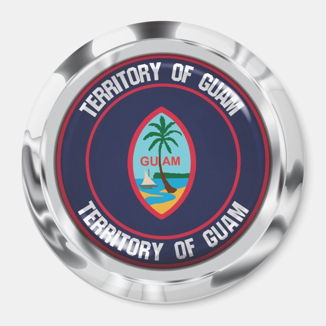 Aimant Emblème rond de Guam (Devant)