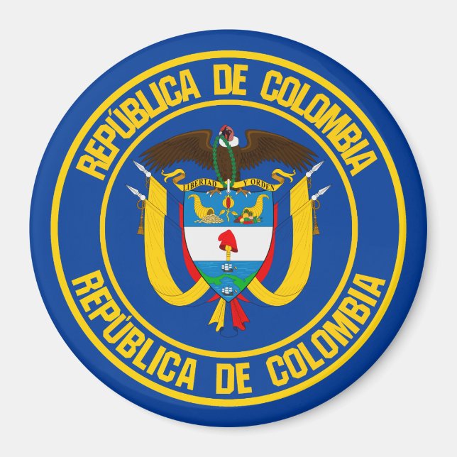 Aimant Emblème rond de la Colombie (Devant)