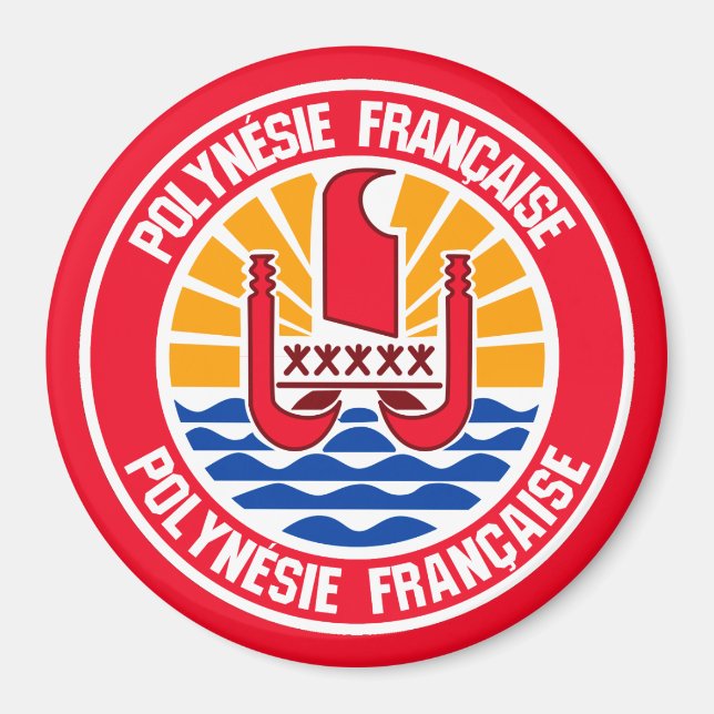 Aimant Emblème rond de la Polynésie française (Devant)