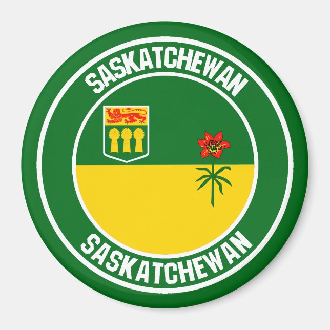 Aimant Emblème rond de la Saskatchewan (Devant)