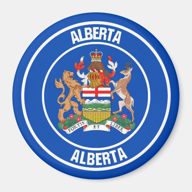 Aimant Emblème rond de l'Alberta (Devant)