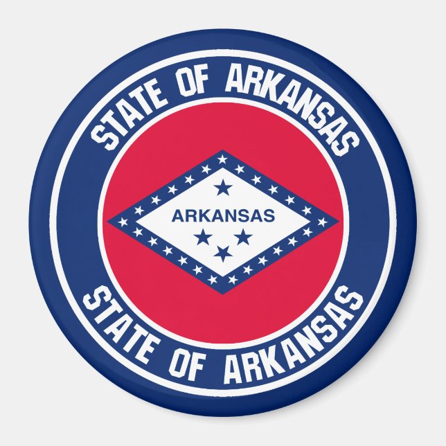 Aimant Emblème rond de l'Arkansas (Devant)