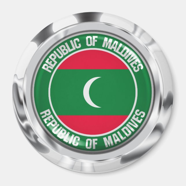 Aimant Emblème rond des Maldives (Devant)