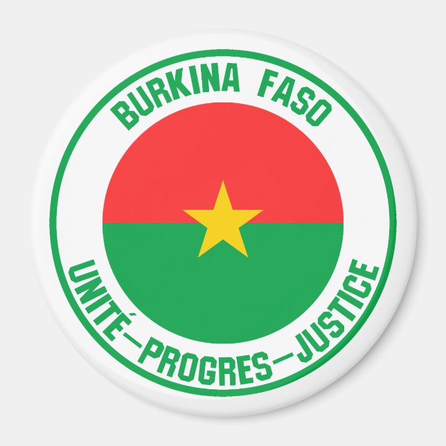 Aimant Emblème rond du Burkina Faso (Devant)