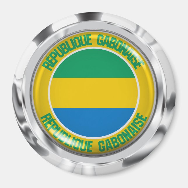 Aimant Emblème rond du Gabon (Devant)