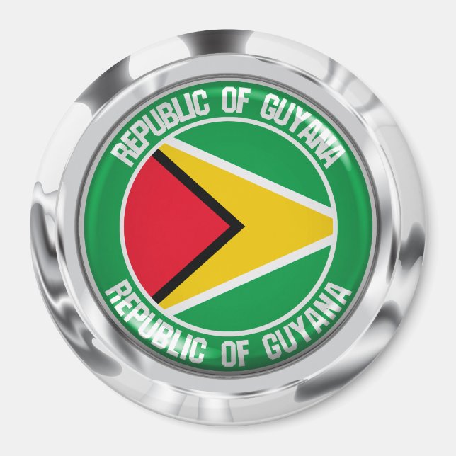 Aimant Emblème rond du Guyana (Devant)