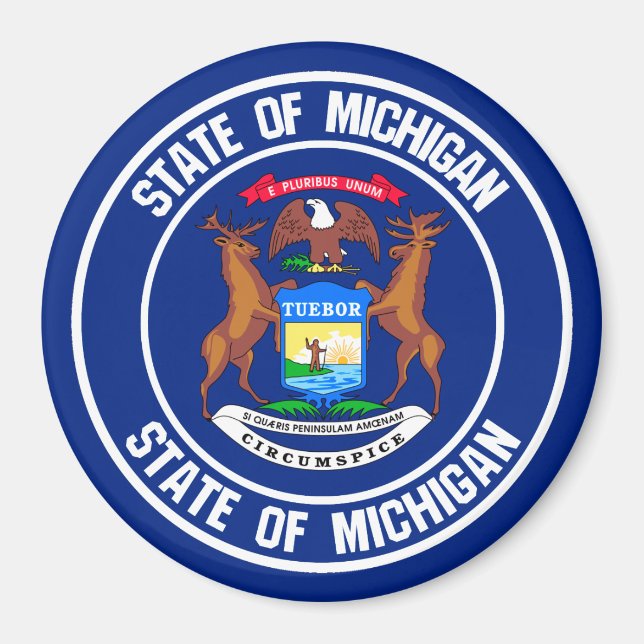Aimant Emblème rond du Michigan (Devant)