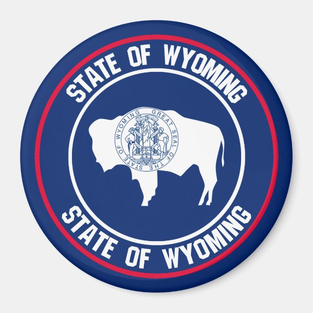 Aimant Emblème rond du Wyoming (Devant)