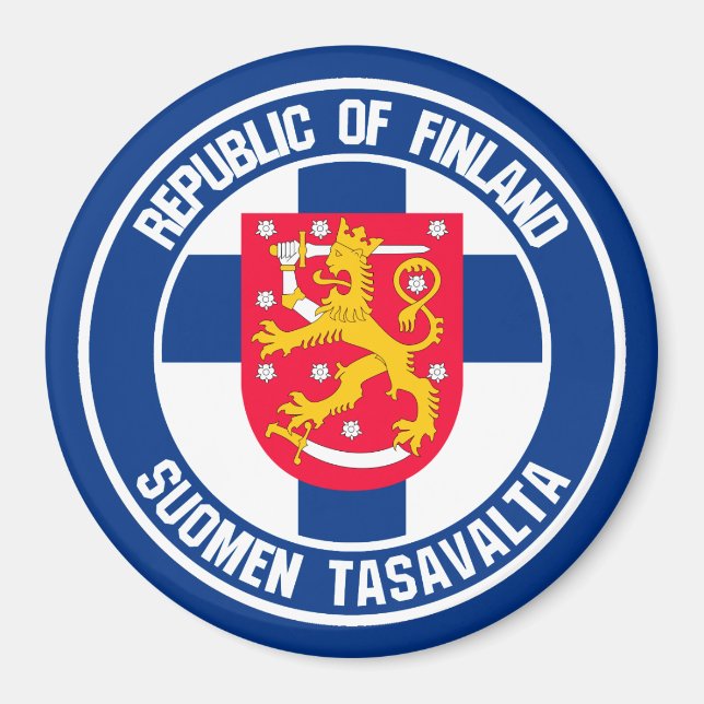 Aimant Emblème rond finlandais (Devant)