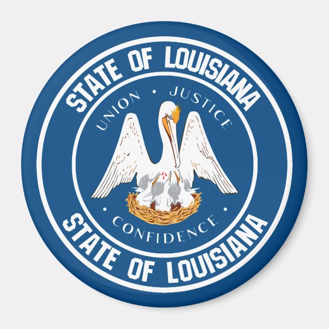 Aimant Emblème rond Louisiane (Devant)