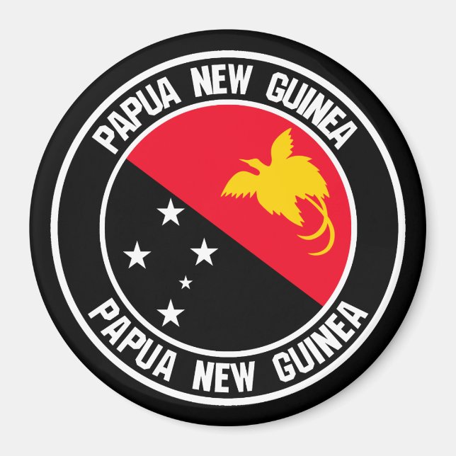Aimant Emblème rond Papouasie-Nouvelle-Guinée (Devant)