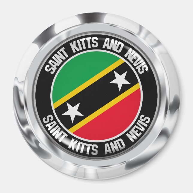 Aimant Emblème rond Saint-Kitts-et-Nevis (Devant)