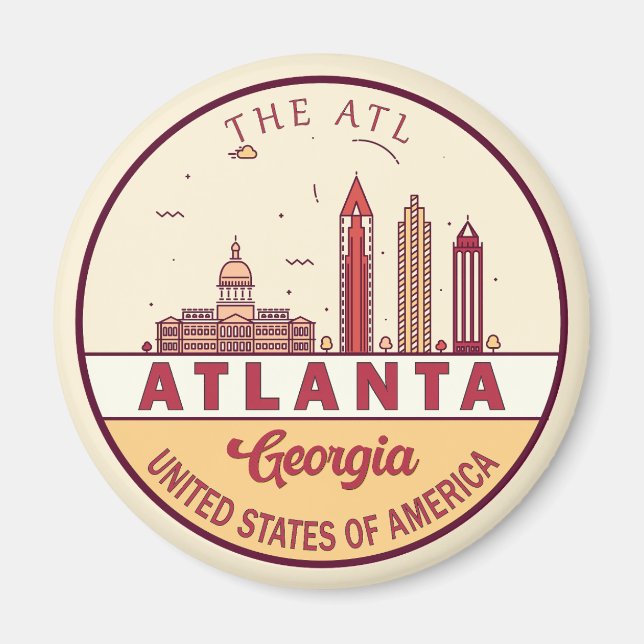 Aimant Emblème Skyline Atlanta Georgia City (Devant)
