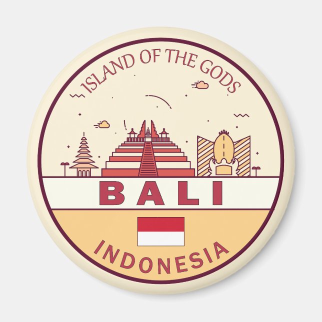 Aimant Emblème Skyline de Bali en Indonésie (Devant)