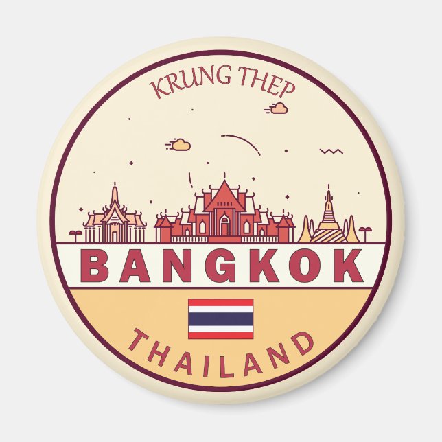 Aimant Emblème Skyline de Bangkok Thaïlande (Devant)