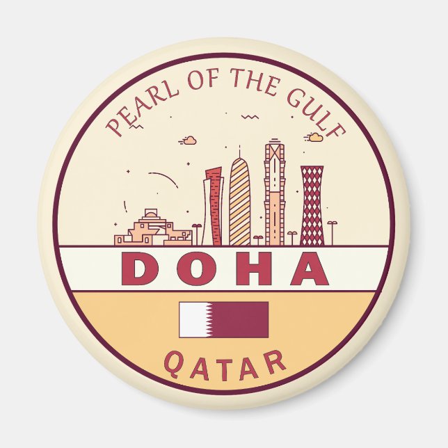 Aimant Emblème Skyline de Doha Qatar (Devant)