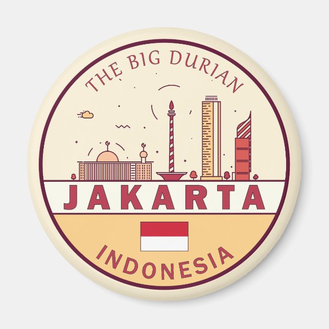 Aimant Emblème Skyline de Jakarta Indonesia City (Devant)