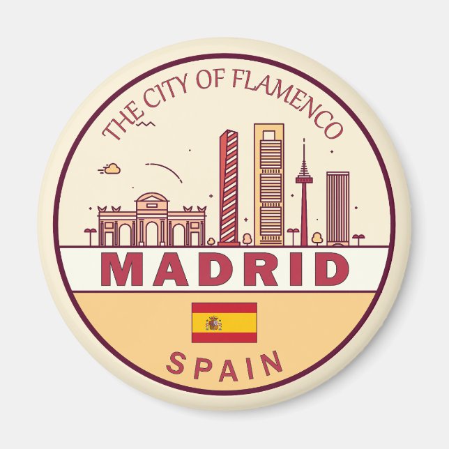 Aimant Emblème Skyline de Madrid Espagne (Devant)