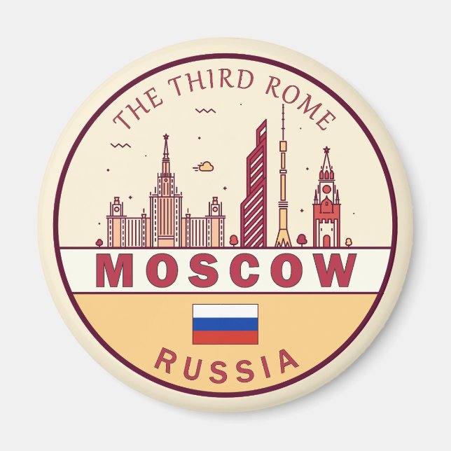 Aimant Emblème Skyline de Moscou Russie (Devant)