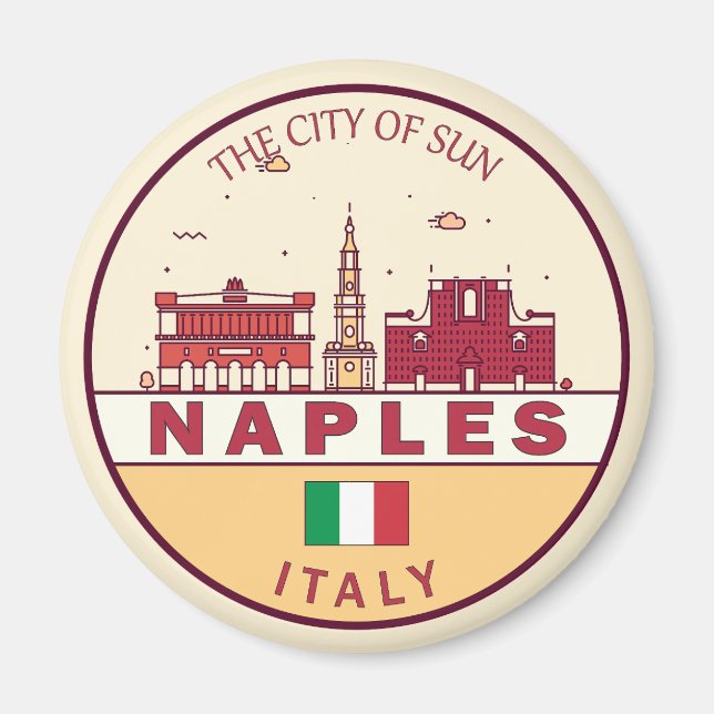 Aimant Emblème Skyline de Naples Italie (Devant)