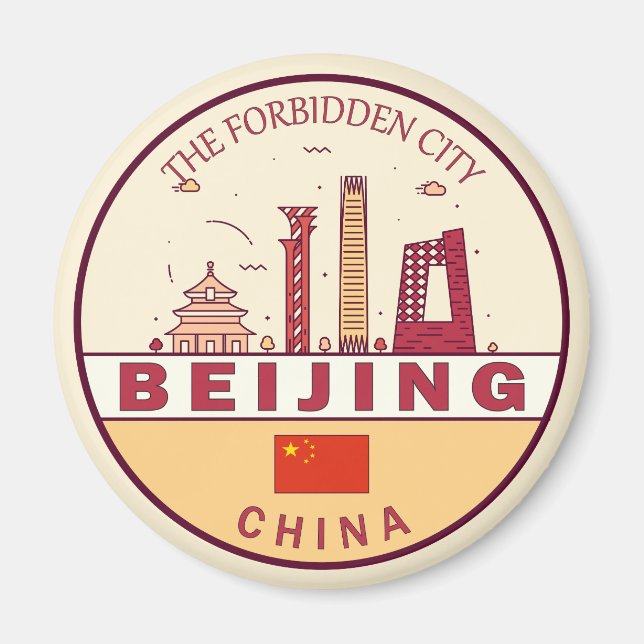 Aimant Emblème Skyline de Pékin Chine (Devant)