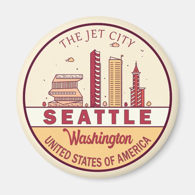Aimant Emblème Skyline de Seattle Washington City (Devant)