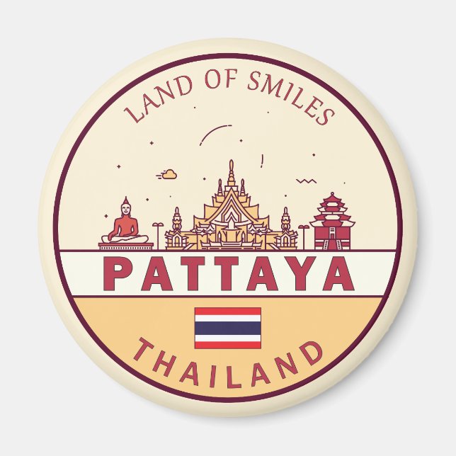 Aimant Emblème Skyline Pattaya Thaïlande City (Devant)