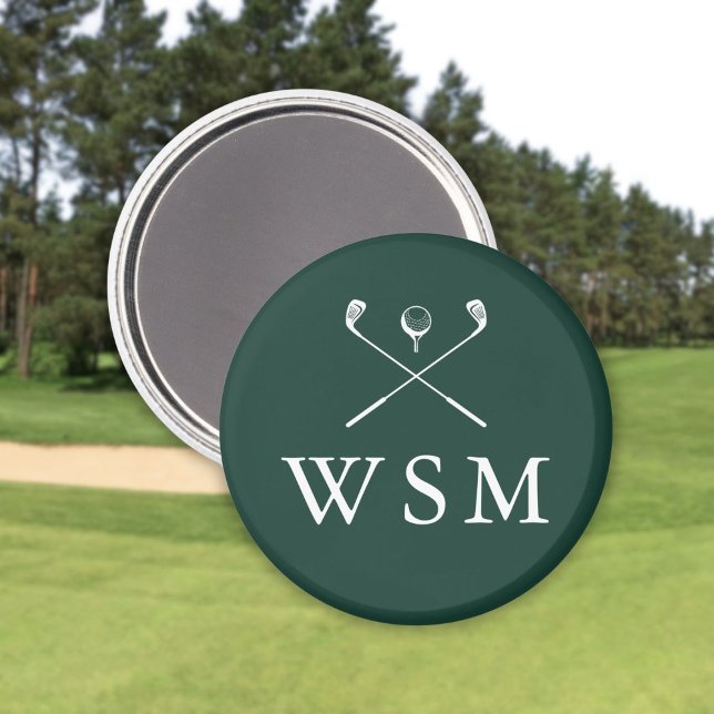 Aimant Emerald Green Custom Monogram Golf Clubs (Emerald Green Custom Monogram Golf Clubs Magnet)