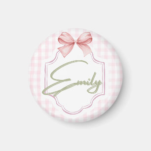 Aimant Emily Baby Girl Nursery Bow&En vichy personnalisée