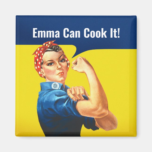 Aimant "EMMA Can COOK It" motivant Rosie le Riveter, (Devant)