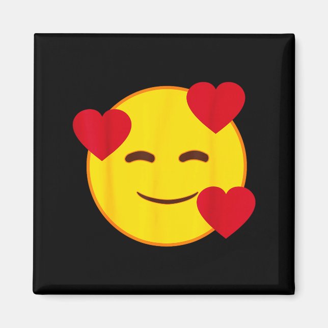 Aimant Emoji Floating Hearts Yellow Smile Face  (Devant)