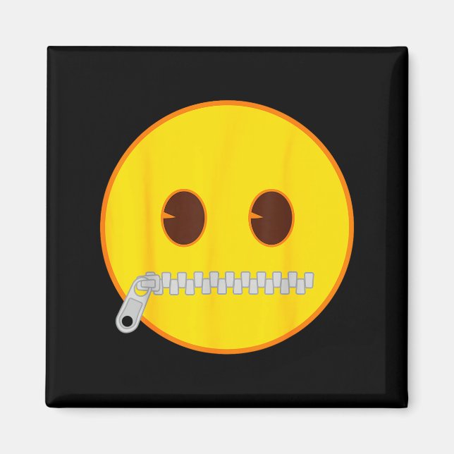 Aimant Emoji Zip Zipper Mouth Yellow Smile Face  (Devant)