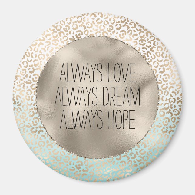 Aimant Empreinte de léopard de l'ombre d'or Girly Mint (Devant)