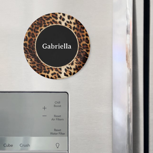 Aimant Empreinte de léopard  Parties scintillant or Spark (In situ (réfrigérateur))