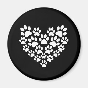 Aimant Empreinte de patte blanc mignon