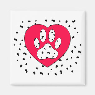 Aimant Empreinte de patte de Chien Dalmatien Dans Le Coeu