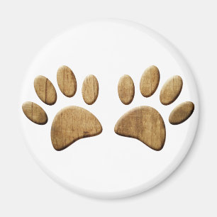 Aimant Empreinte de patte de chien de bois